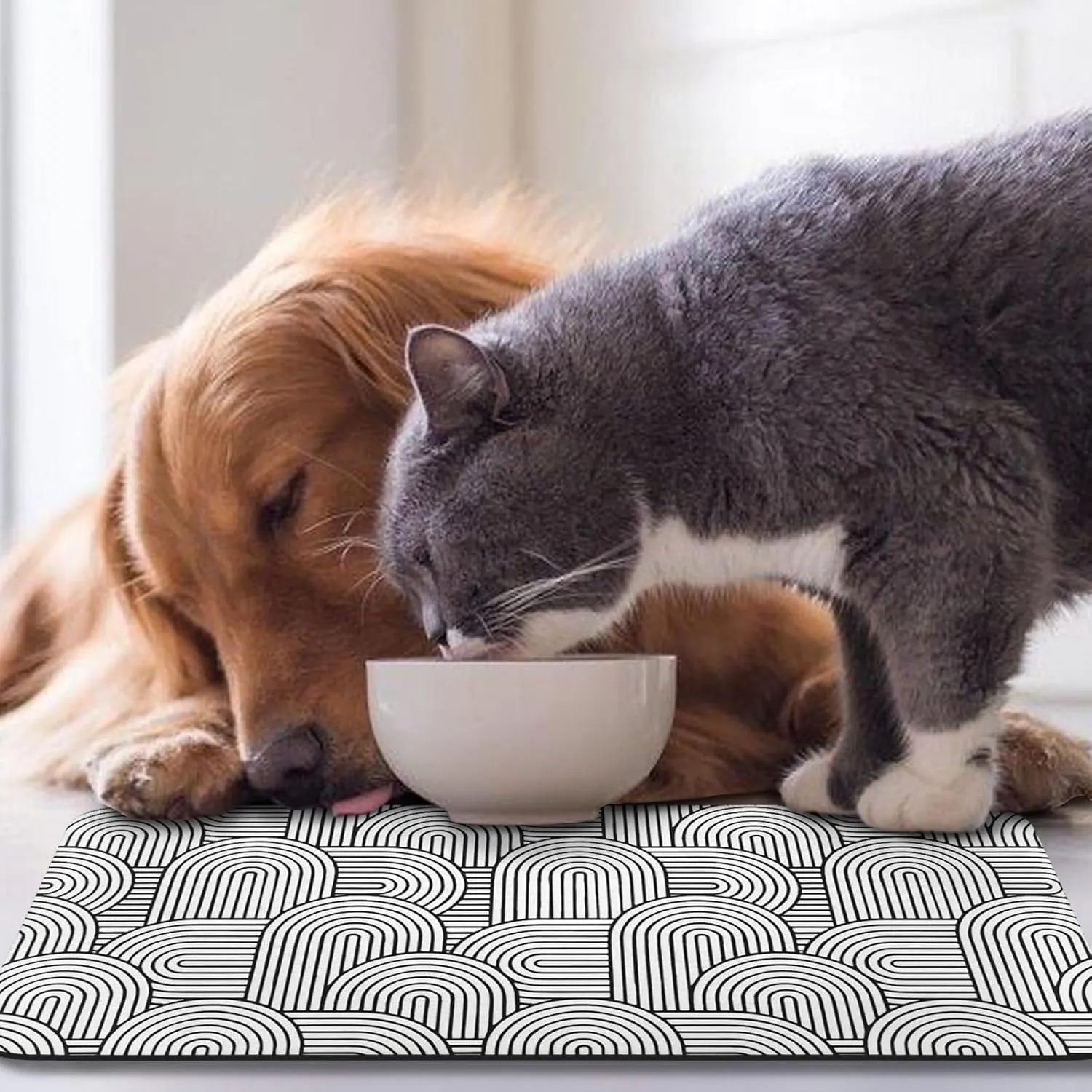 Dog Food Mats for Floors Waterproof, Dog Cat Water Bowl Mats Pet Feeding Absorbent Mat Dog Cat Pet Placemats for Food and Water Bohemia 24 * 32 inch