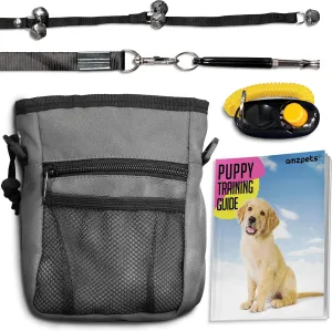 Dog Training Set, Puppy Supplies Starter Kit with Dogs Clicker, Treat Pouch Bag, Housetraining Door Bells, Ultrasonic Whistle, for Teaching Pet Commands, Bark Control, and Potty Training