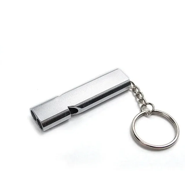 Double-Frequency Emergency Survival Whistle - Gold/Silver Keychain - Aluminum Alloy Camping Tool