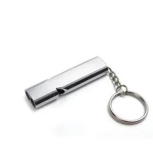 Double-Frequency Emergency Survival Whistle - Gold/Silver Keychain - Aluminum Alloy Camping Tool