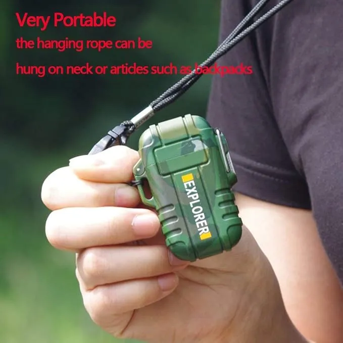 Dual Arc Plasma Electric Rechargeable Flameless Lighter Waterproof Windproof for Camping, Hiking, Skiing, Outdoor Adventure (Camouflage)