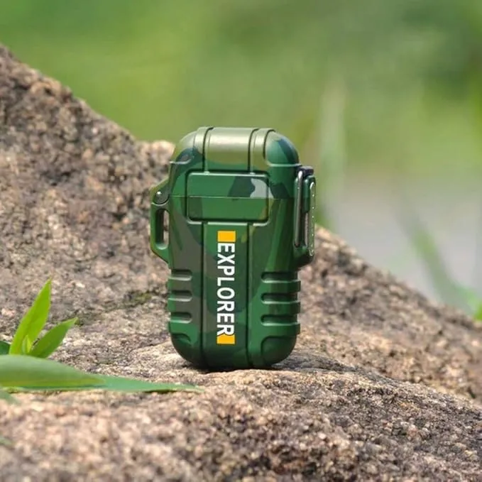 Dual Arc Plasma Electric Rechargeable Flameless Lighter Waterproof Windproof for Camping, Hiking, Skiing, Outdoor Adventure (Camouflage)