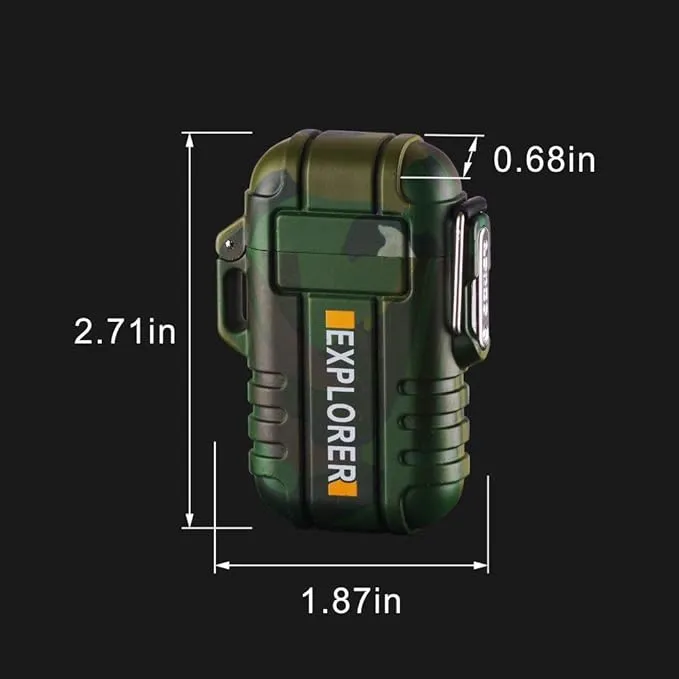 Dual Arc Plasma Electric Rechargeable Flameless Lighter Waterproof Windproof for Camping, Hiking, Skiing, Outdoor Adventure (Orange)