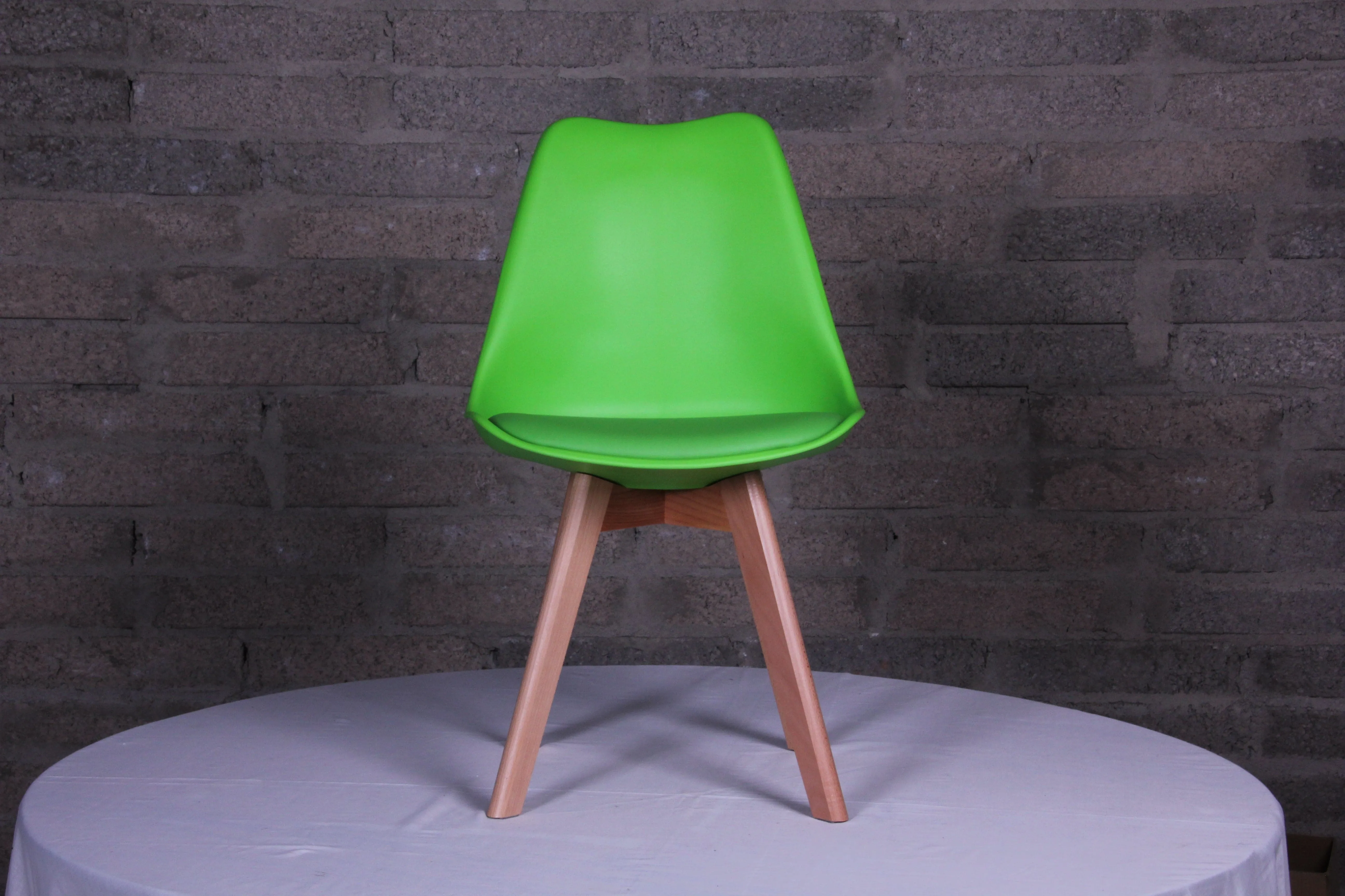 Eames Style Dining Chairs Green with padded seat
