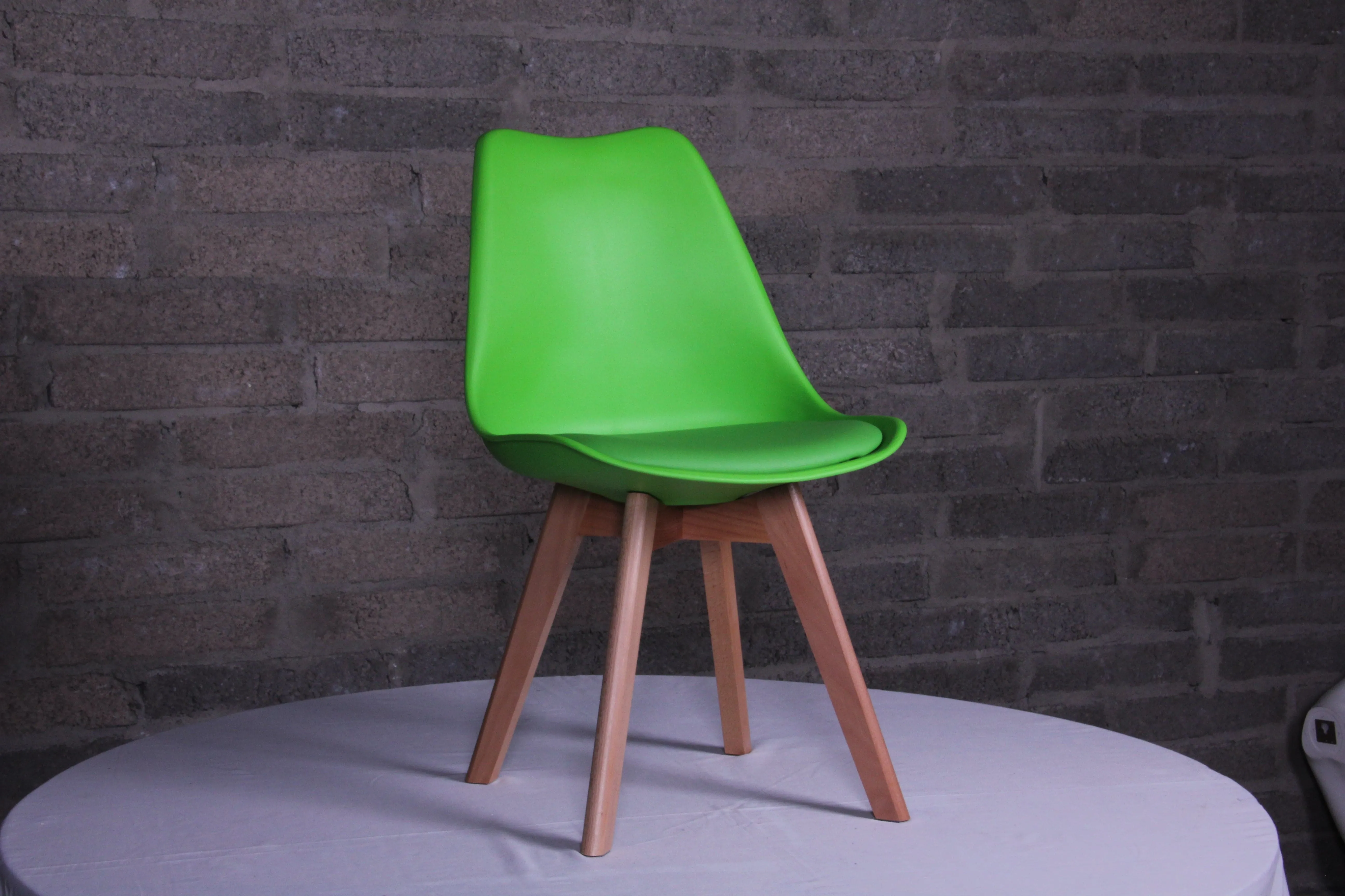 Eames Style Dining Chairs Green with padded seat