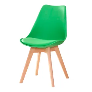 Eames Style Dining Chairs Green with padded seat