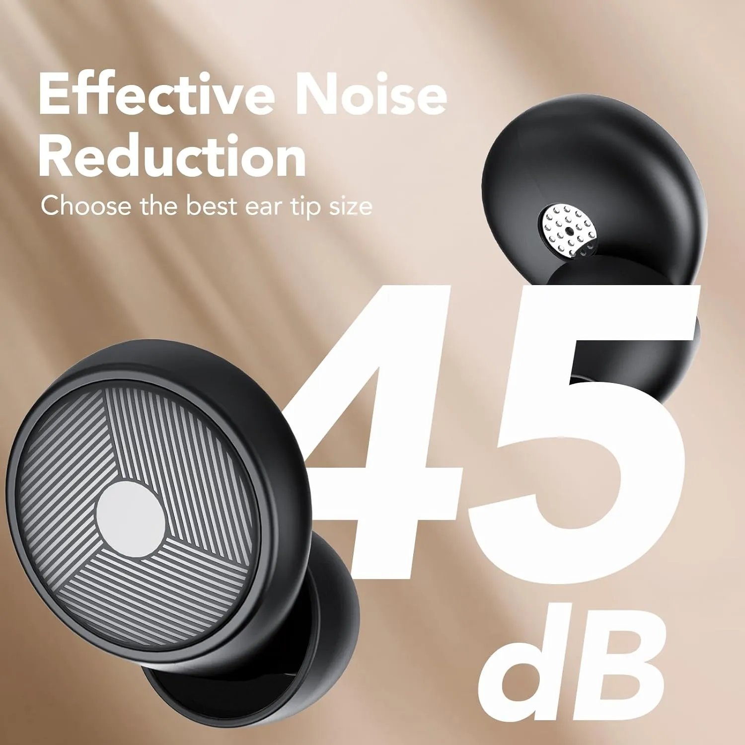 Ear Plugs for Sleeping Noise Cancelling -45dB, Soft and Reusable Silicone Hearing Protection Earplugs with 8 Eartips and Carrying Case, for Sleeping, Concert, Working, Studying, Traveling (Black)