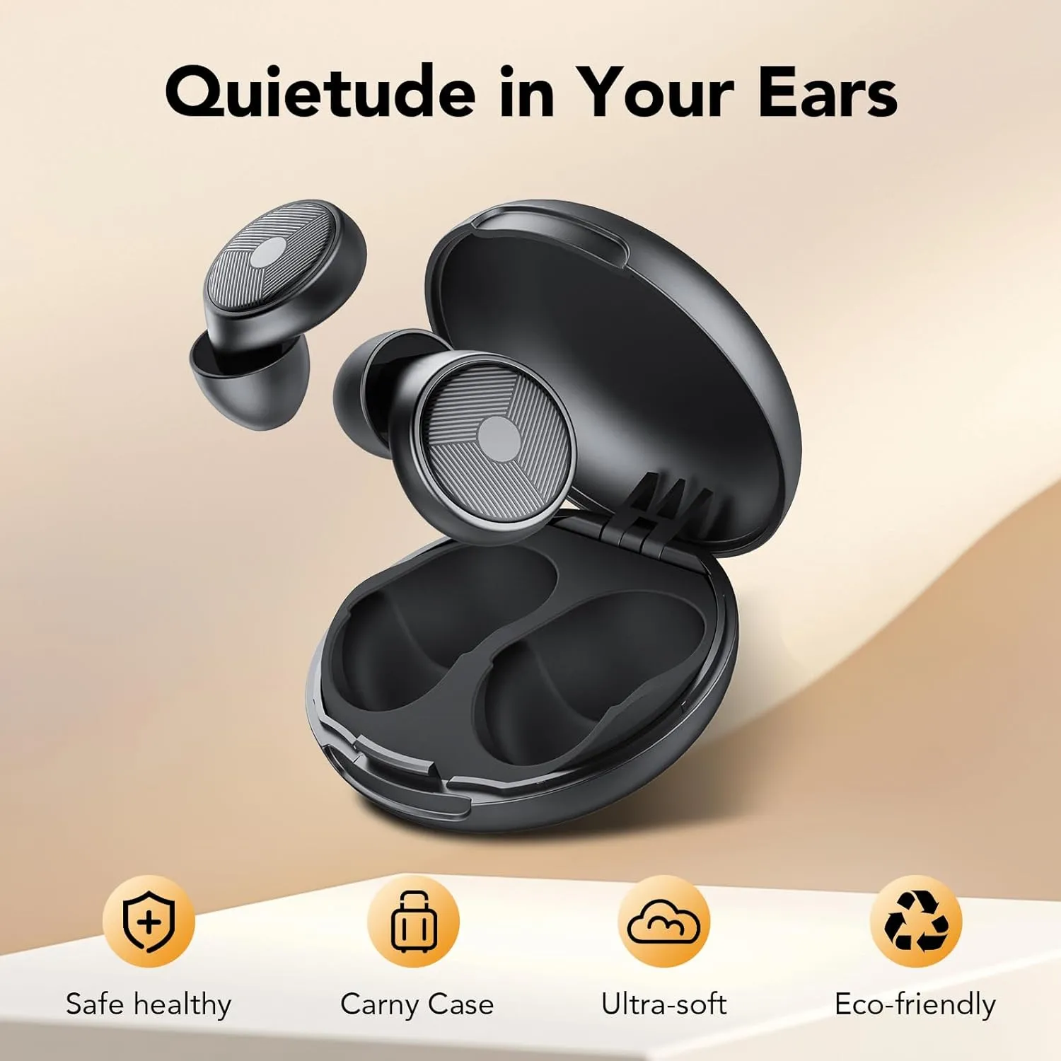 Ear Plugs for Sleeping Noise Cancelling -45dB, Soft and Reusable Silicone Hearing Protection Earplugs with 8 Eartips and Carrying Case, for Sleeping, Concert, Working, Studying, Traveling (Black)