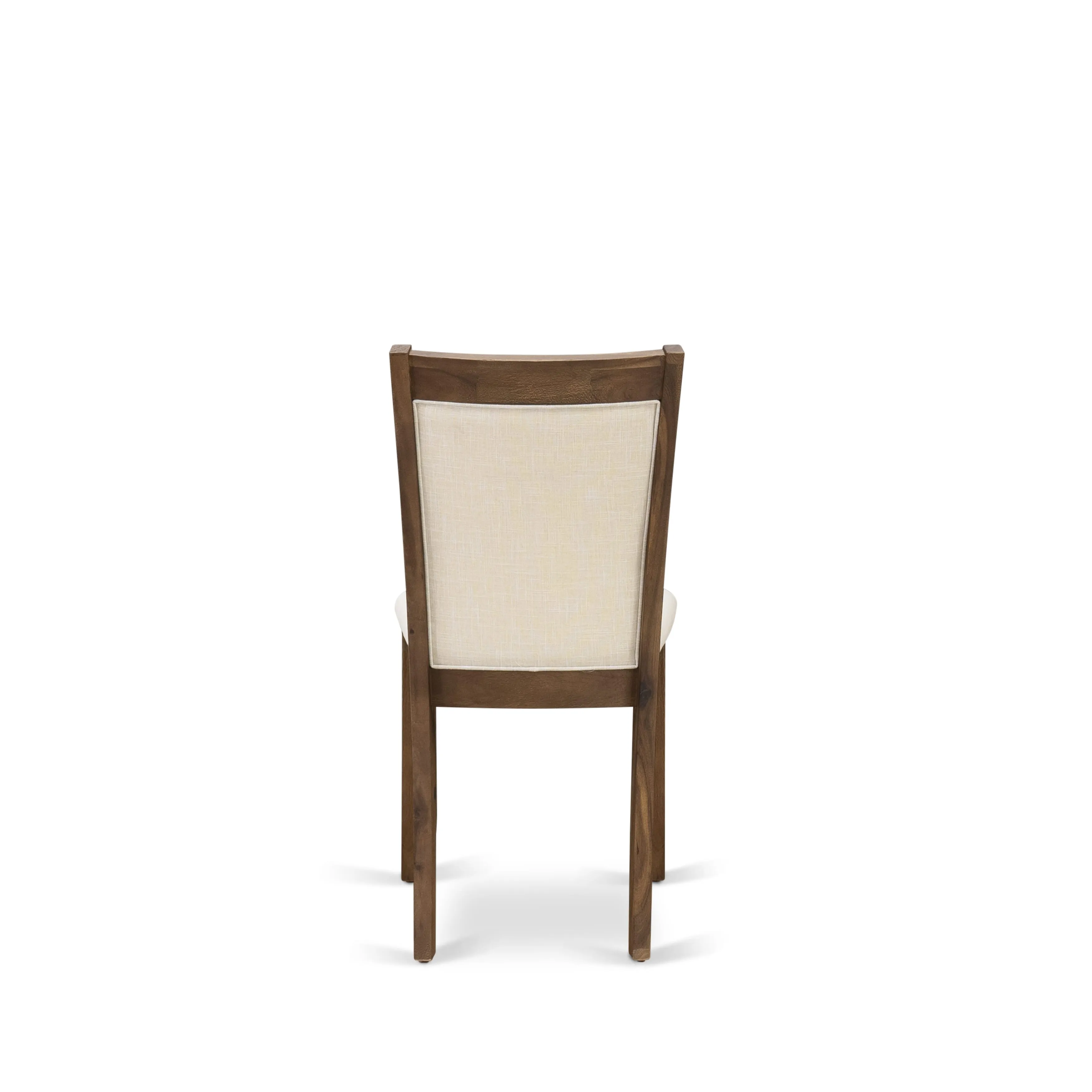 East West Furniture V797MZN32-9 9 Piece Dining Set Includes a Rectangle Dining Room Table with V-Legs and 8 Light Beige Linen Fabric Upholstered Parson Chairs, 40x72 Inch, Multi-Color
