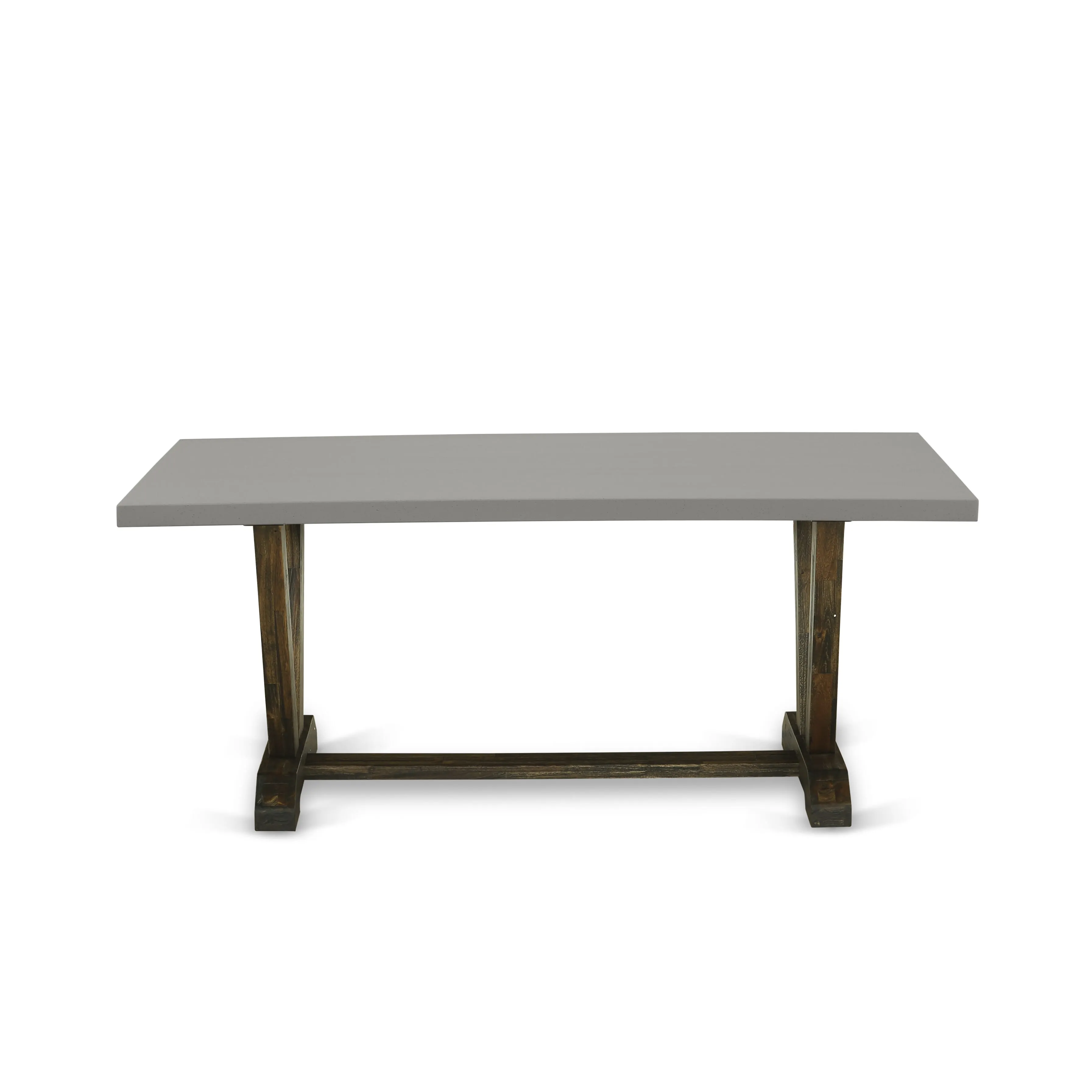 East West Furniture V797MZN32-9 9 Piece Dining Set Includes a Rectangle Dining Room Table with V-Legs and 8 Light Beige Linen Fabric Upholstered Parson Chairs, 40x72 Inch, Multi-Color