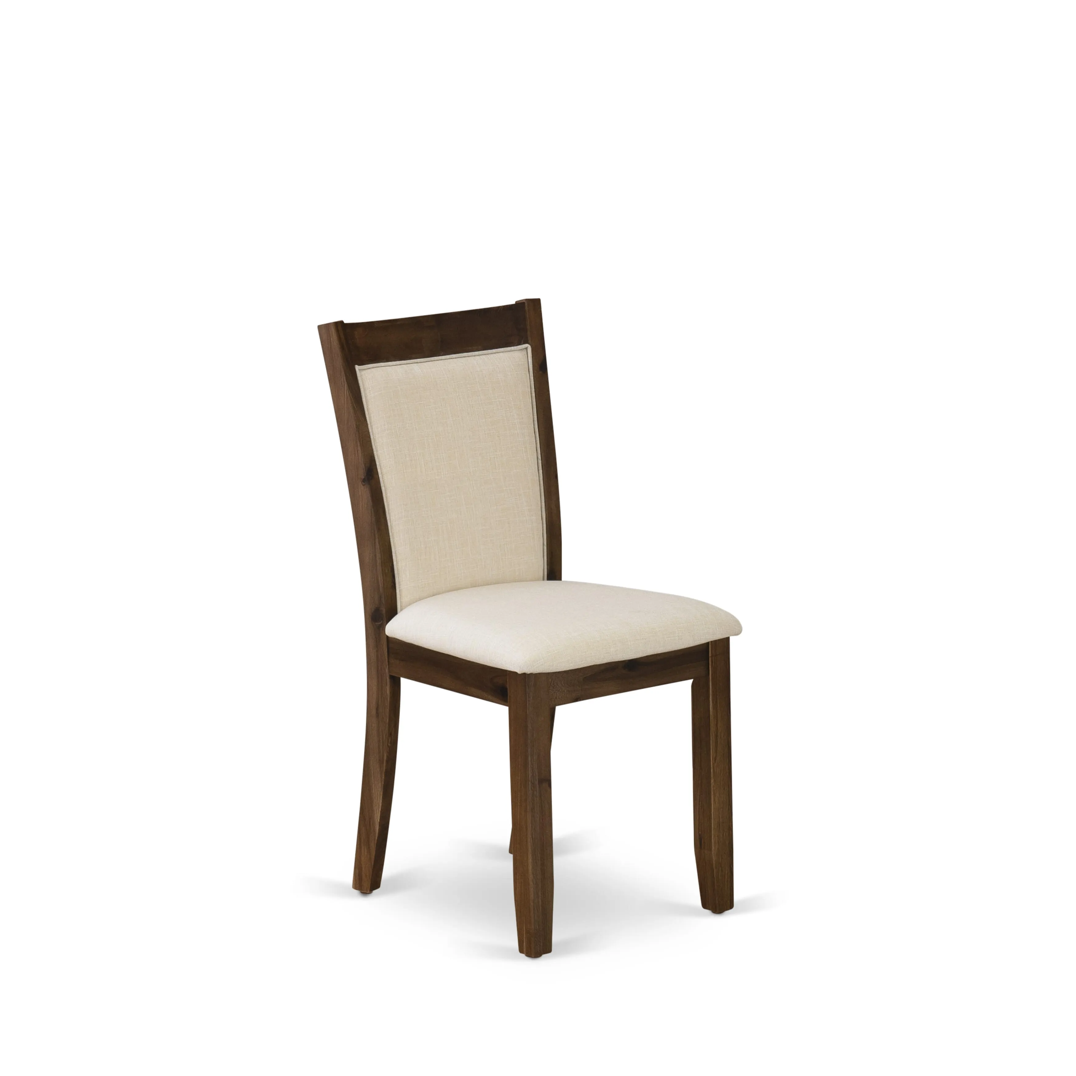 East West Furniture V797MZN32-9 9 Piece Dining Set Includes a Rectangle Dining Room Table with V-Legs and 8 Light Beige Linen Fabric Upholstered Parson Chairs, 40x72 Inch, Multi-Color