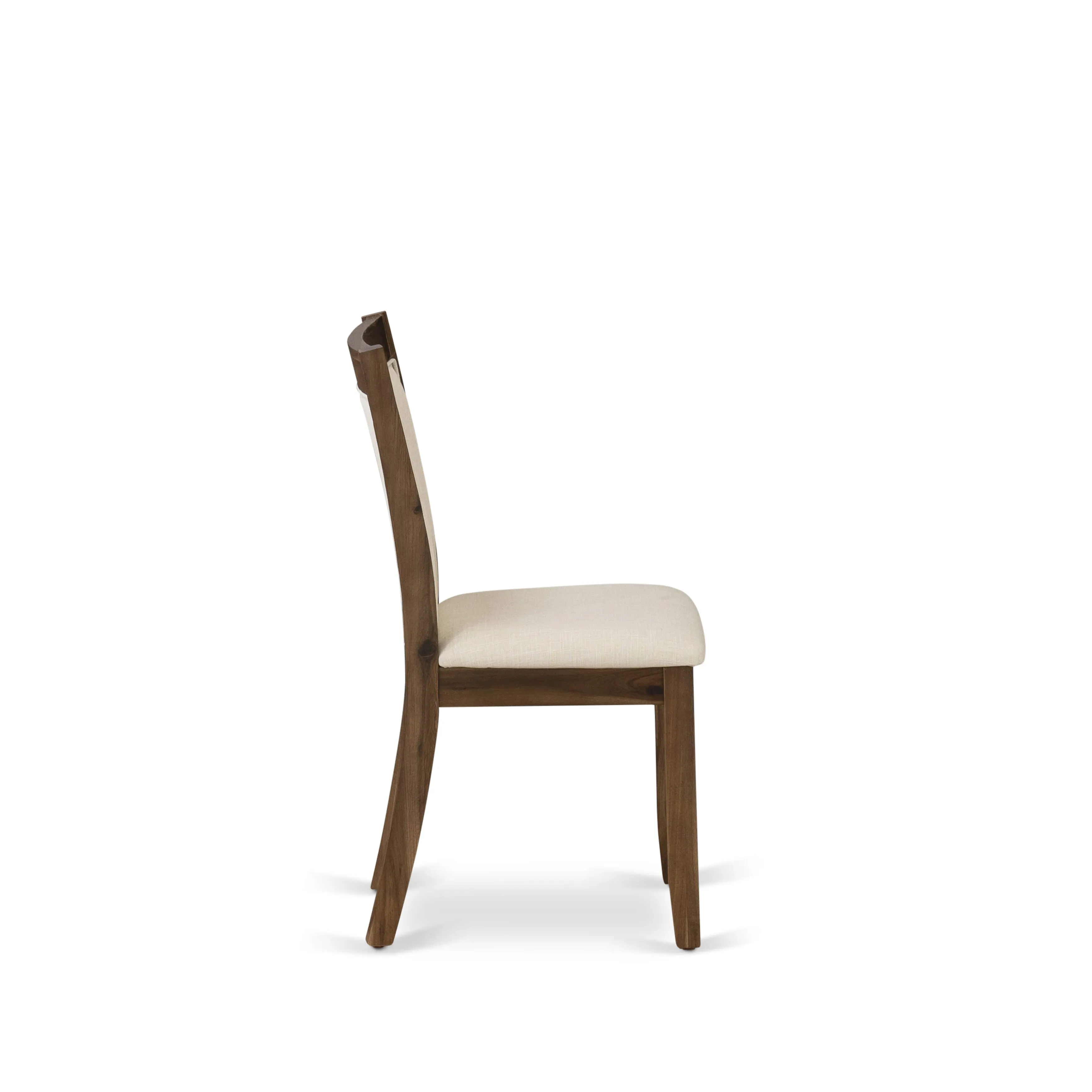 East West Furniture V797MZN32-9 9 Piece Dining Set Includes a Rectangle Dining Room Table with V-Legs and 8 Light Beige Linen Fabric Upholstered Parson Chairs, 40x72 Inch, Multi-Color