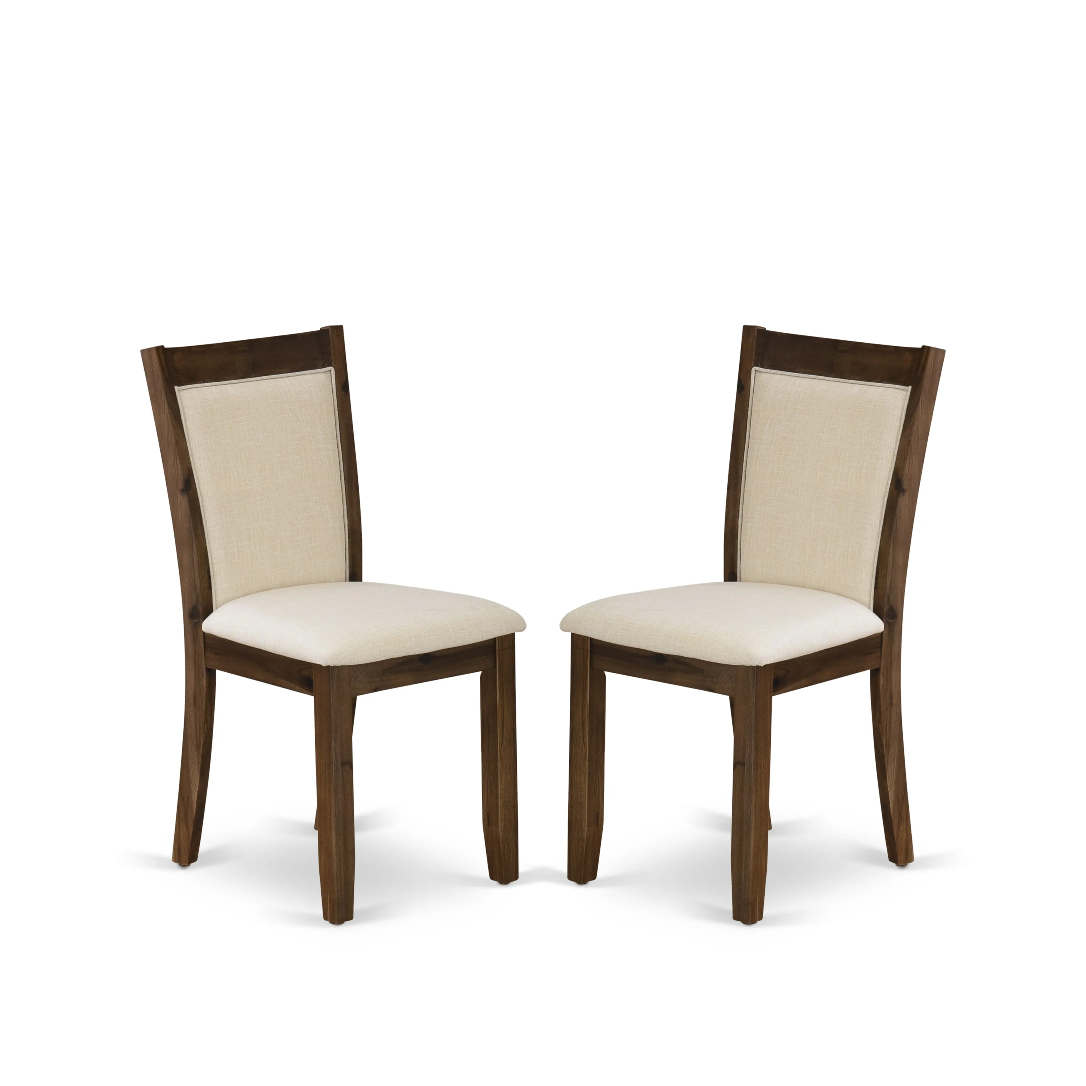 East West Furniture V797MZN32-9 9 Piece Dining Set Includes a Rectangle Dining Room Table with V-Legs and 8 Light Beige Linen Fabric Upholstered Parson Chairs, 40x72 Inch, Multi-Color