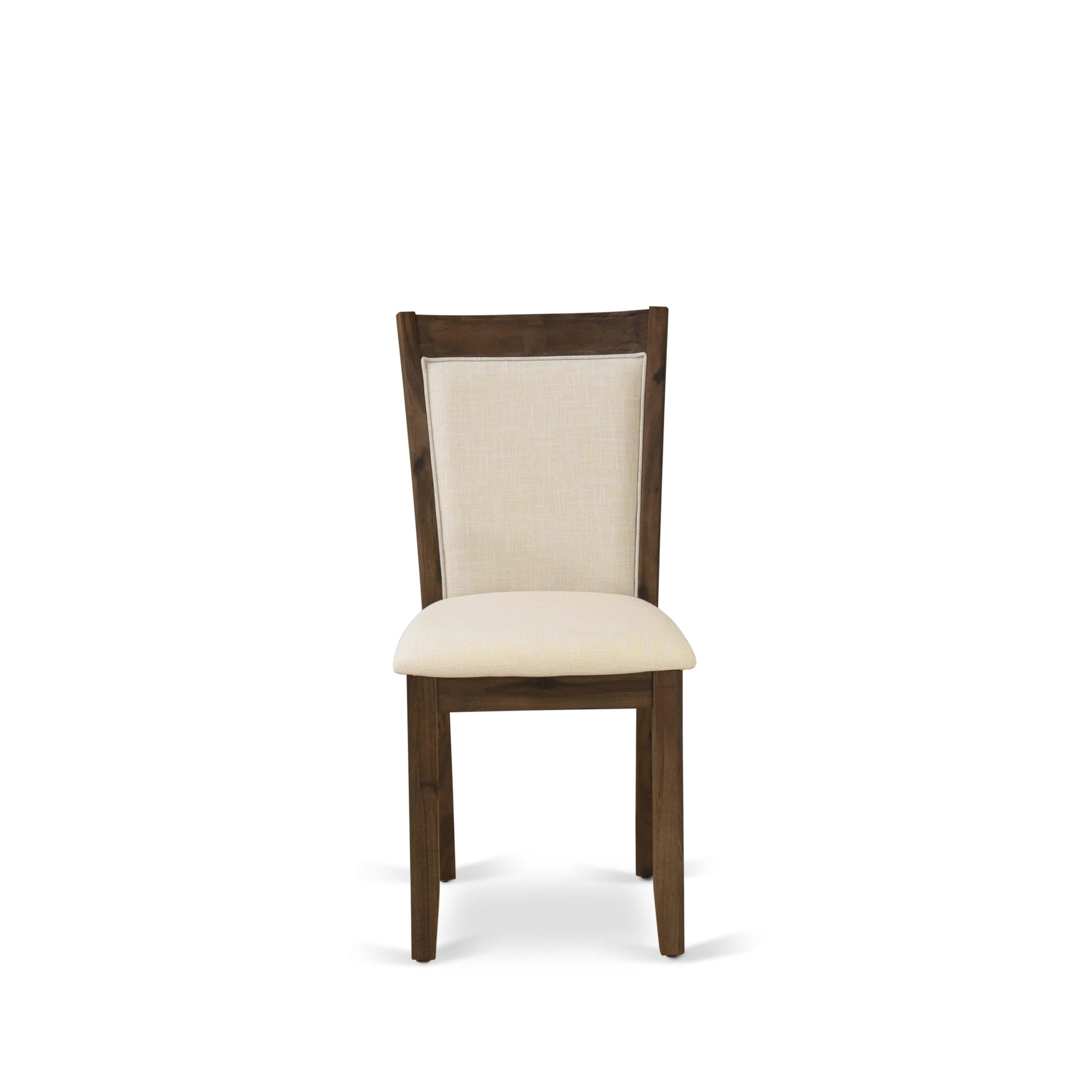 East West Furniture V797MZN32-9 9 Piece Dining Set Includes a Rectangle Dining Room Table with V-Legs and 8 Light Beige Linen Fabric Upholstered Parson Chairs, 40x72 Inch, Multi-Color