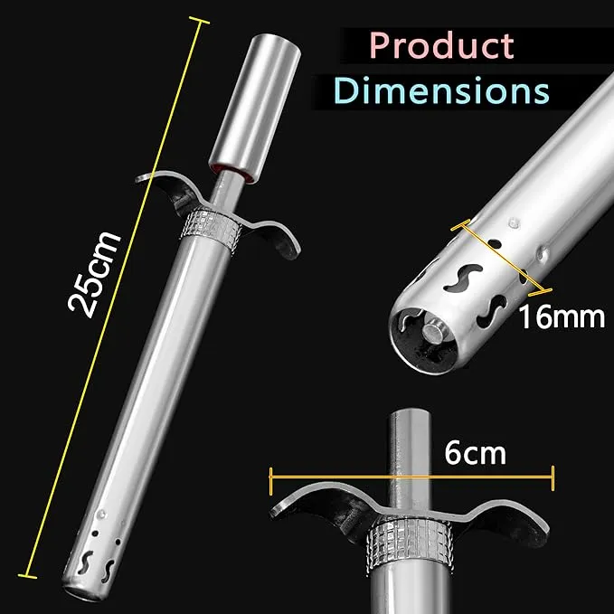 Easy Grip Premium Waterproof Stainless Steel Matt Finish Regular Gas Lighter for Gas Stove, Restaurants & Kitchen Use - Silver