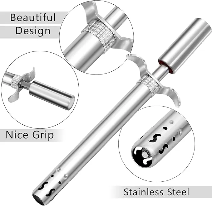 Easy Grip Premium Waterproof Stainless Steel Matt Finish Regular Gas Lighter for Gas Stove, Restaurants & Kitchen Use - Silver
