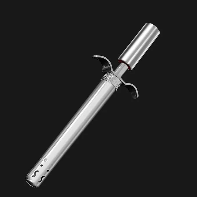 Easy Grip Premium Waterproof Stainless Steel Matt Finish Regular Gas Lighter for Gas Stove, Restaurants & Kitchen Use - Silver