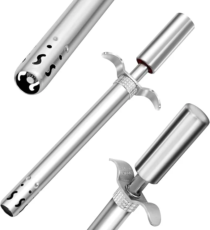 Easy Grip Premium Waterproof Stainless Steel Matt Finish Regular Gas Lighter for Gas Stove, Restaurants & Kitchen Use - Silver