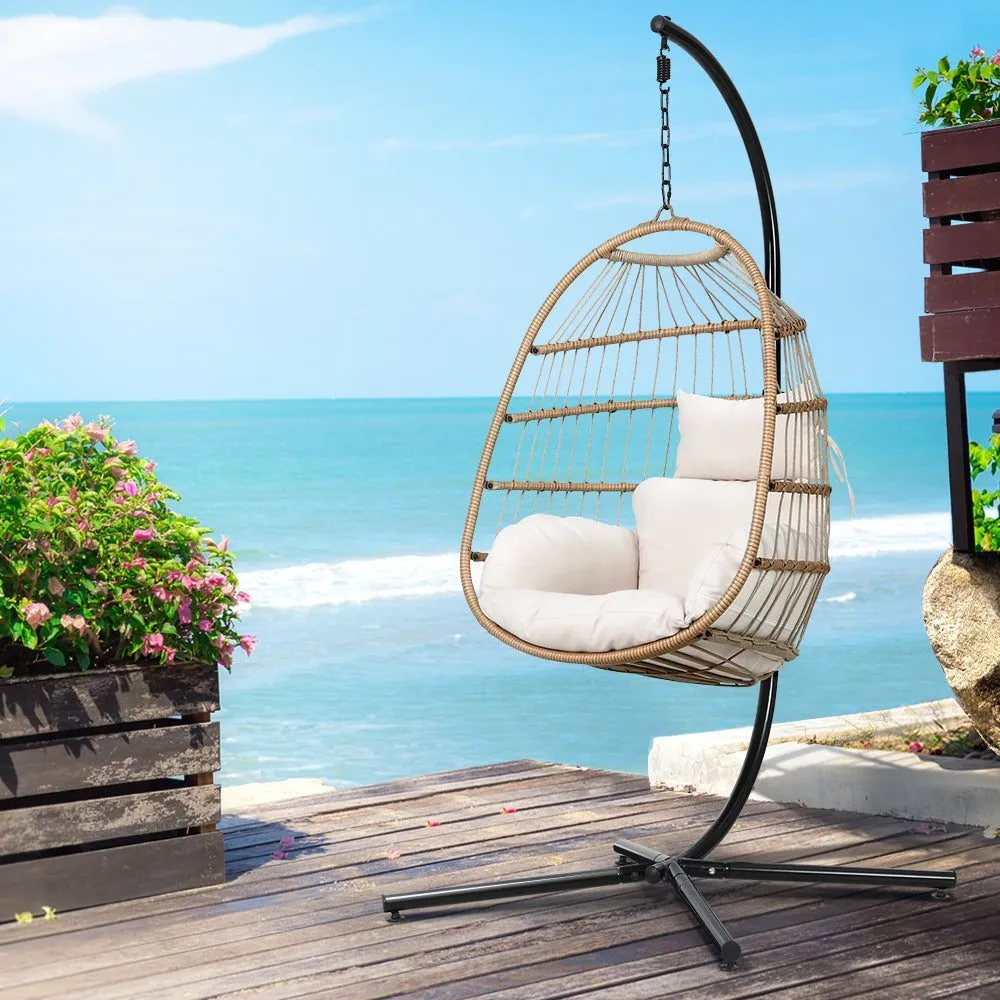 Egg Chair Easy Store Folding Rope Outdoor Swing Chair