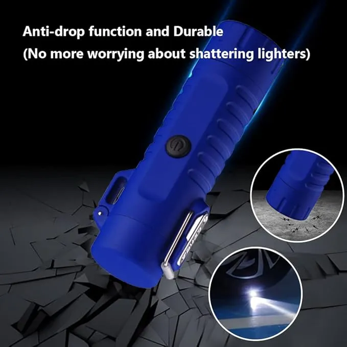 Electric Lighter Rechargeable, Waterproof Lighter Plasma Lighter with Flashlight Windproof ARC Lighter Flameless for Camping Hiking(Blue)