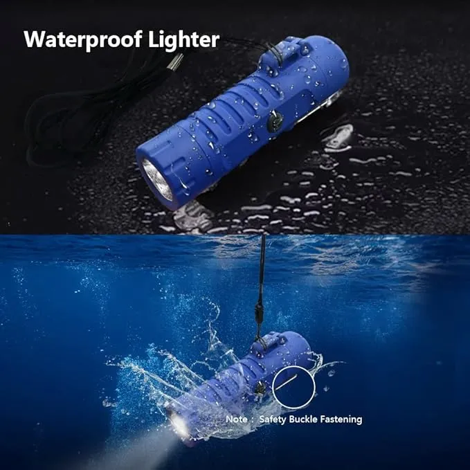Electric Lighter Rechargeable, Waterproof Lighter Plasma Lighter with Flashlight Windproof ARC Lighter Flameless for Camping Hiking(Blue)