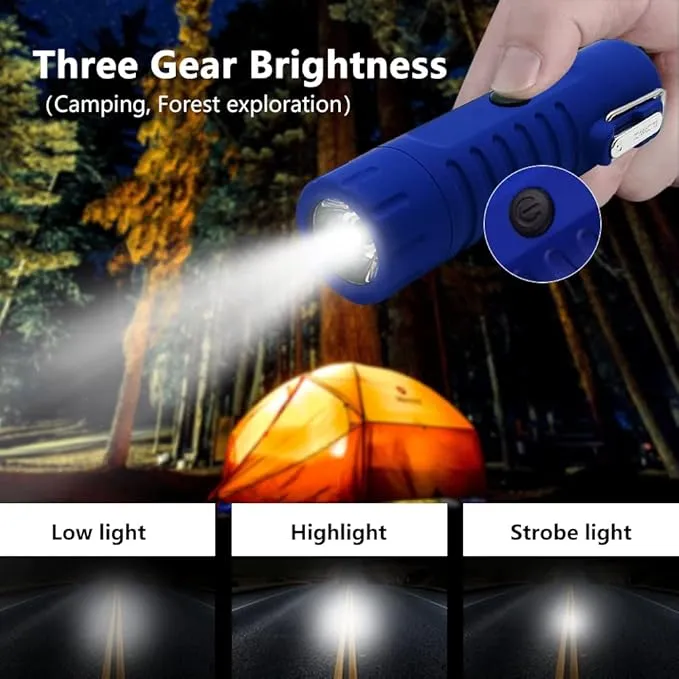 Electric Lighter Rechargeable, Waterproof Lighter Plasma Lighter with Flashlight Windproof ARC Lighter Flameless for Camping Hiking(Blue)