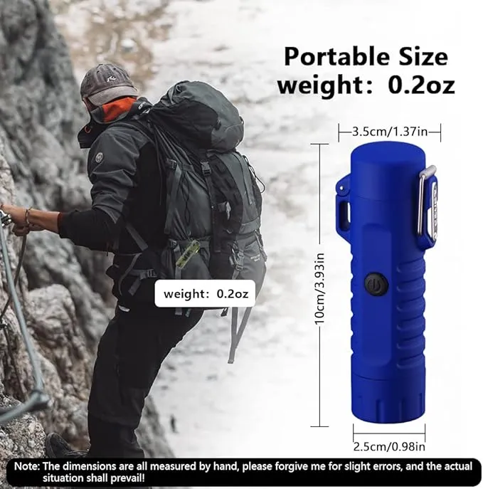 Electric Lighter Rechargeable, Waterproof Lighter Plasma Lighter with Flashlight Windproof ARC Lighter Flameless for Camping Hiking(Blue)