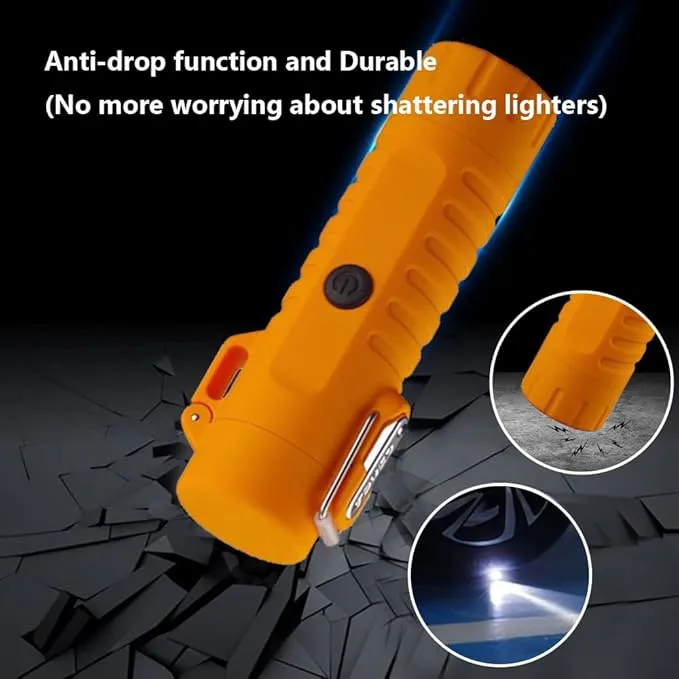 Electric Lighter Rechargeable, Waterproof Lighter Plasma Lighter with Flashlight Windproof ARC Lighter Flameless for Camping Hiking(Orange)