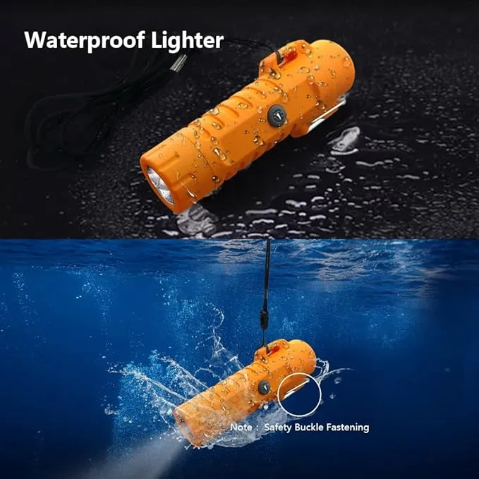 Electric Lighter Rechargeable, Waterproof Lighter Plasma Lighter with Flashlight Windproof ARC Lighter Flameless for Camping Hiking(Orange)