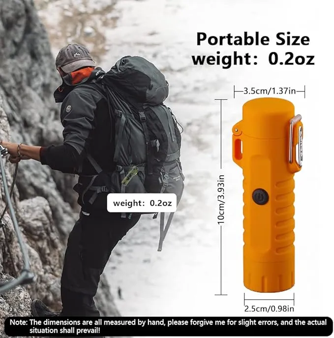Electric Lighter Rechargeable, Waterproof Lighter Plasma Lighter with Flashlight Windproof ARC Lighter Flameless for Camping Hiking(Orange)