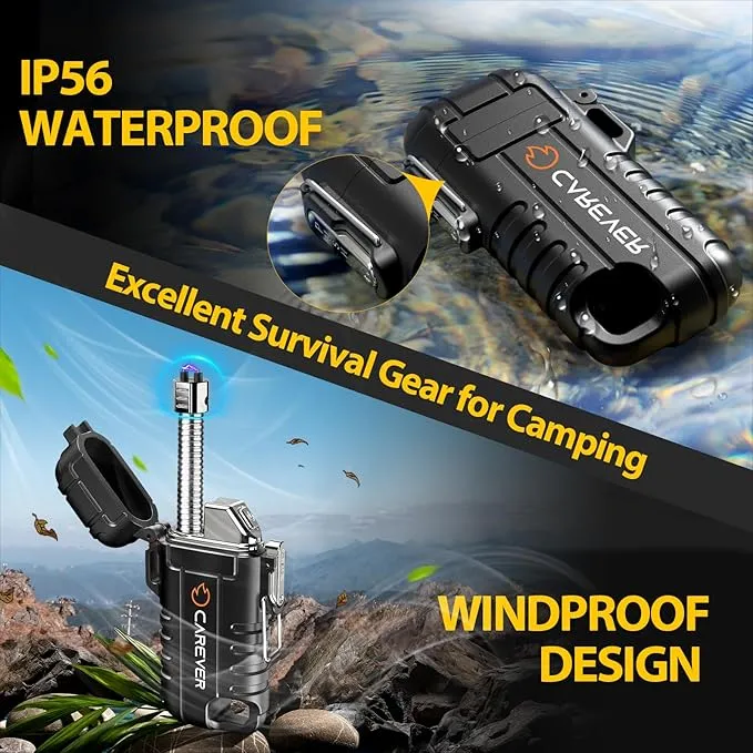 Electric USB Lighters Gifts for Men 2 Pack - 360 Flexible Waterproof Stocking Stuffers Gifts for Christmas White Elephant Adults Him Dad Women Husband Boy - Plasma Arc Camping Hiking Survival Outdoor