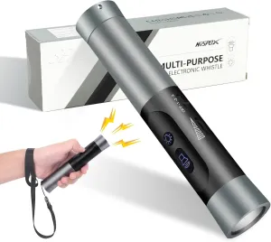 Electronic Whistle with Flashlight, Adjustable Volume Level, Rechargeable Whistle 3 Tone High Volume Handheld Electronic Whistles for Referees Coaches Teacher Outdoor Camping Hiking Whistles