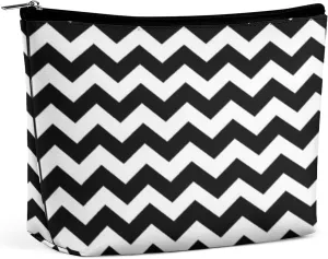Elegant Makeup Bag, Chevron Black and White Cosmetic Bag Large Capacity Pouch Portable Organizer for Men & Women