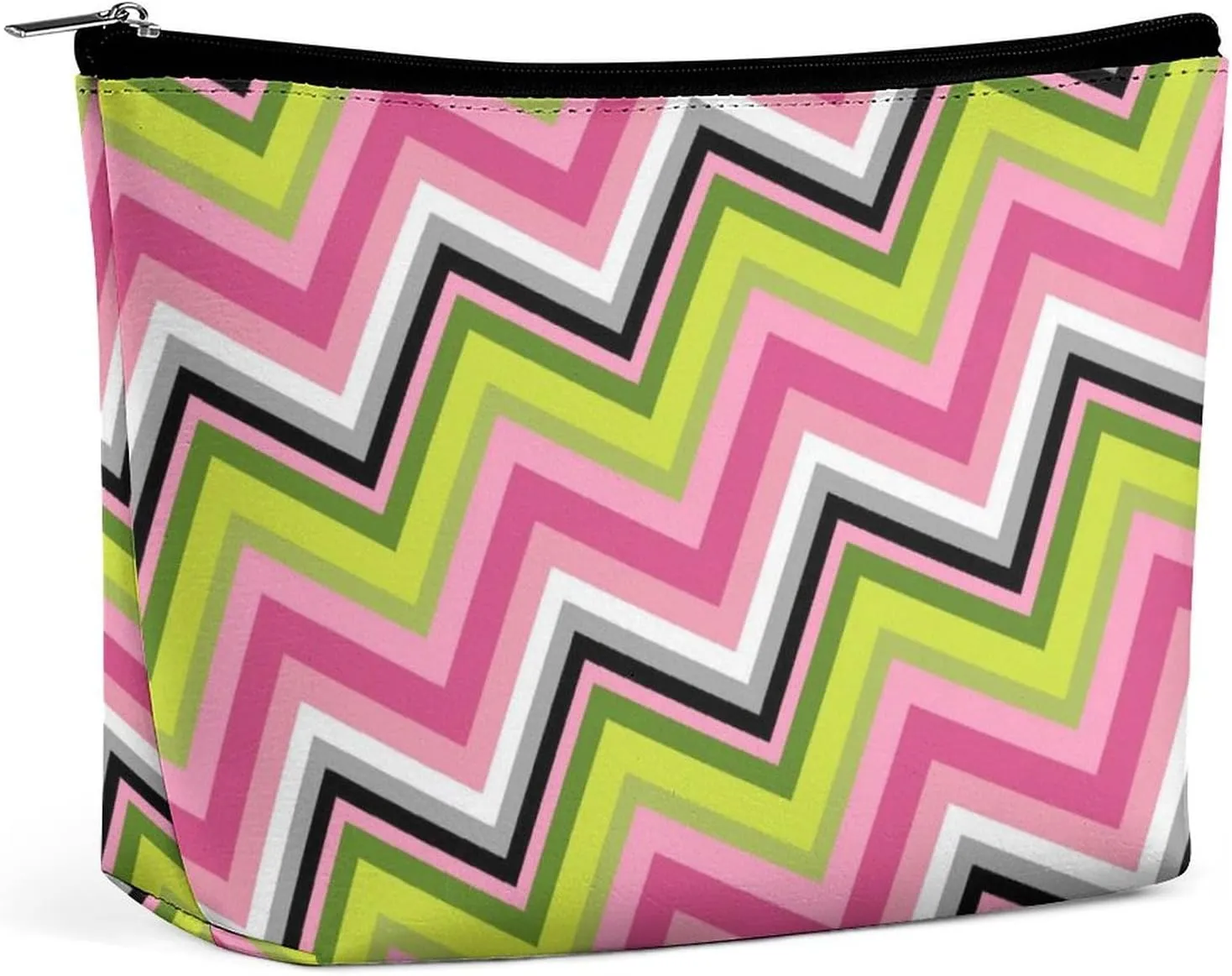 Elegant Makeup Bag, Colorful Chevron Patterns Cosmetic Bag Large Capacity Pouch Portable Organizer for Men & Women