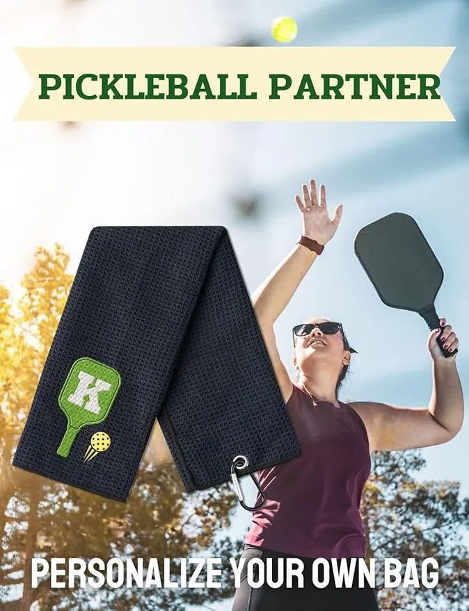 Embroidered Pickleball Towel, Funny Pickleball Gifts for Men Women, Pickleball Lovers, Pickleball Player on Birthday, Christmas, Retirement, 16"x 24" Microfiber Towel, Initial C