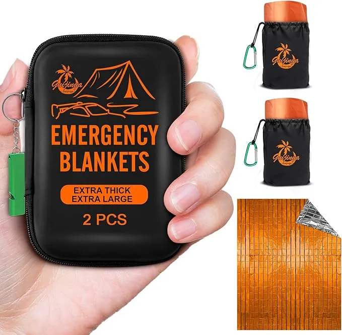 Emergency Blankets for Survival, 2-Pack/4-Pack Space Blankets, Gigantic & Extremely Thick Survival Blanket, Suitable for Outdoor Survival, Camping, and Hiking