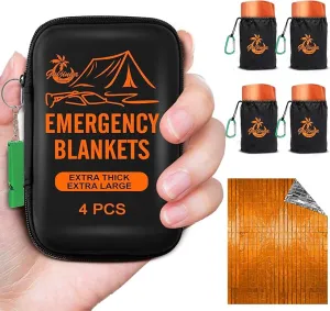 Emergency Blankets for Survival, 2-Pack/4-Pack Space Blankets, Gigantic & Extremely Thick Survival Blanket, Suitable for Outdoor Survival, Camping, and Hiking