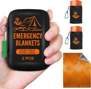 Emergency Blankets for Survival, 2-Pack/4-Pack Space Blankets, Gigantic & Extremely Thick Survival Blanket, Suitable for Outdoor Survival, Camping, and Hiking