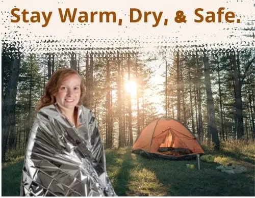 Emergency Mylar Thermal Blankets (10 Pack) Survival Kit Camping Space Blanket - Perfect for Hiking, Outdoors, Marathon Runs or First Aid Set- Bug Out Bag Essential - Keep Heat Insulated