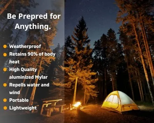 Emergency Mylar Thermal Blankets (10 Pack) Survival Kit Camping Space Blanket - Perfect for Hiking, Outdoors, Marathon Runs or First Aid Set- Bug Out Bag Essential - Keep Heat Insulated
