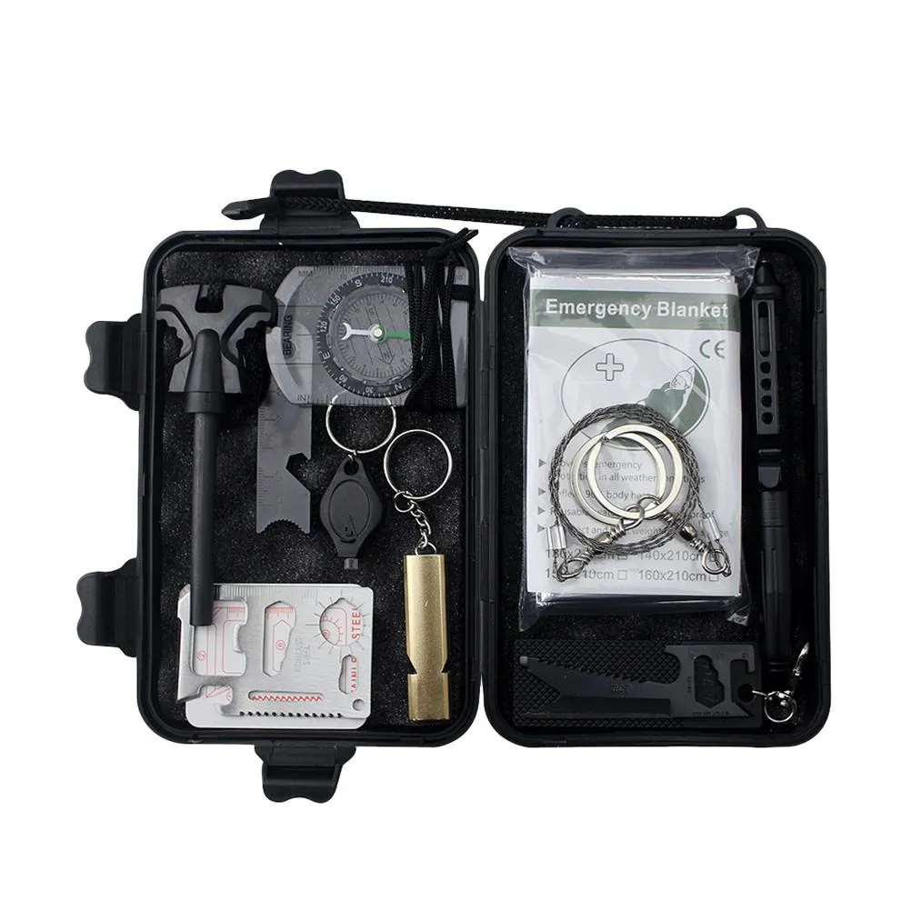 Emergency Set Lamp Firestone Mini-lamp Blanket 10pcs Living Compass Box Survival Outdoor Competitive Emergency Tool Camping Ending soon Tool Survival Kit