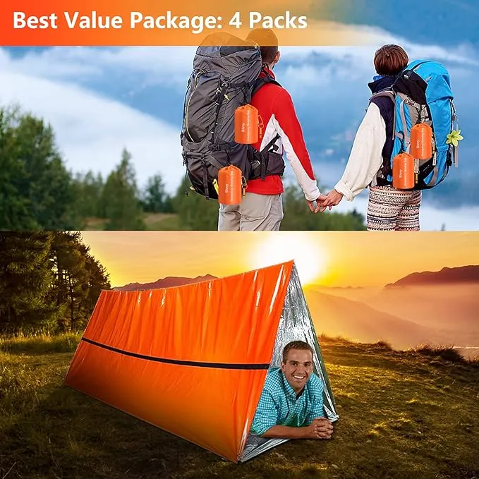 Emergency Sleeping Bags Thermal-Emergency-Blankets Ultralight Space Blankets Survival Waterproof Bivy Sack Multi-Purpose Survival Gear for Hiking, Camping, First Aid Kits, Outdoor Survival Gear
