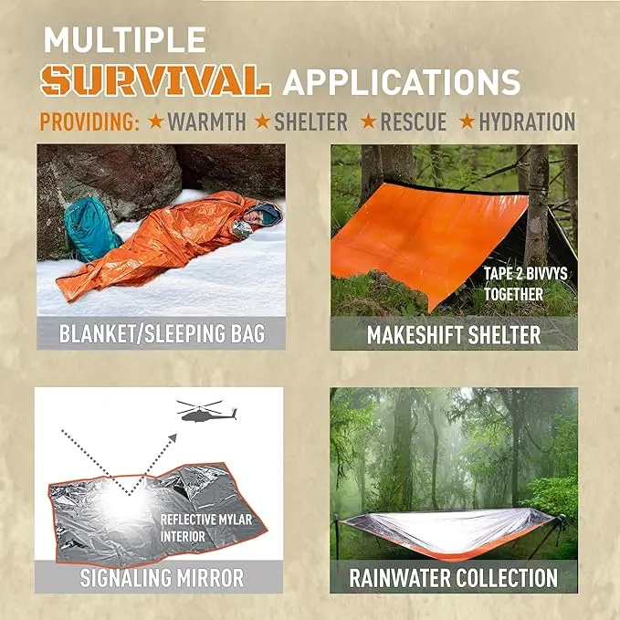 Emergency Survival Bivvy, Sleeping Bag, Hiking Essentials, Bivy Sack, Outdoor Gear and Equipment, Camping Accessories.