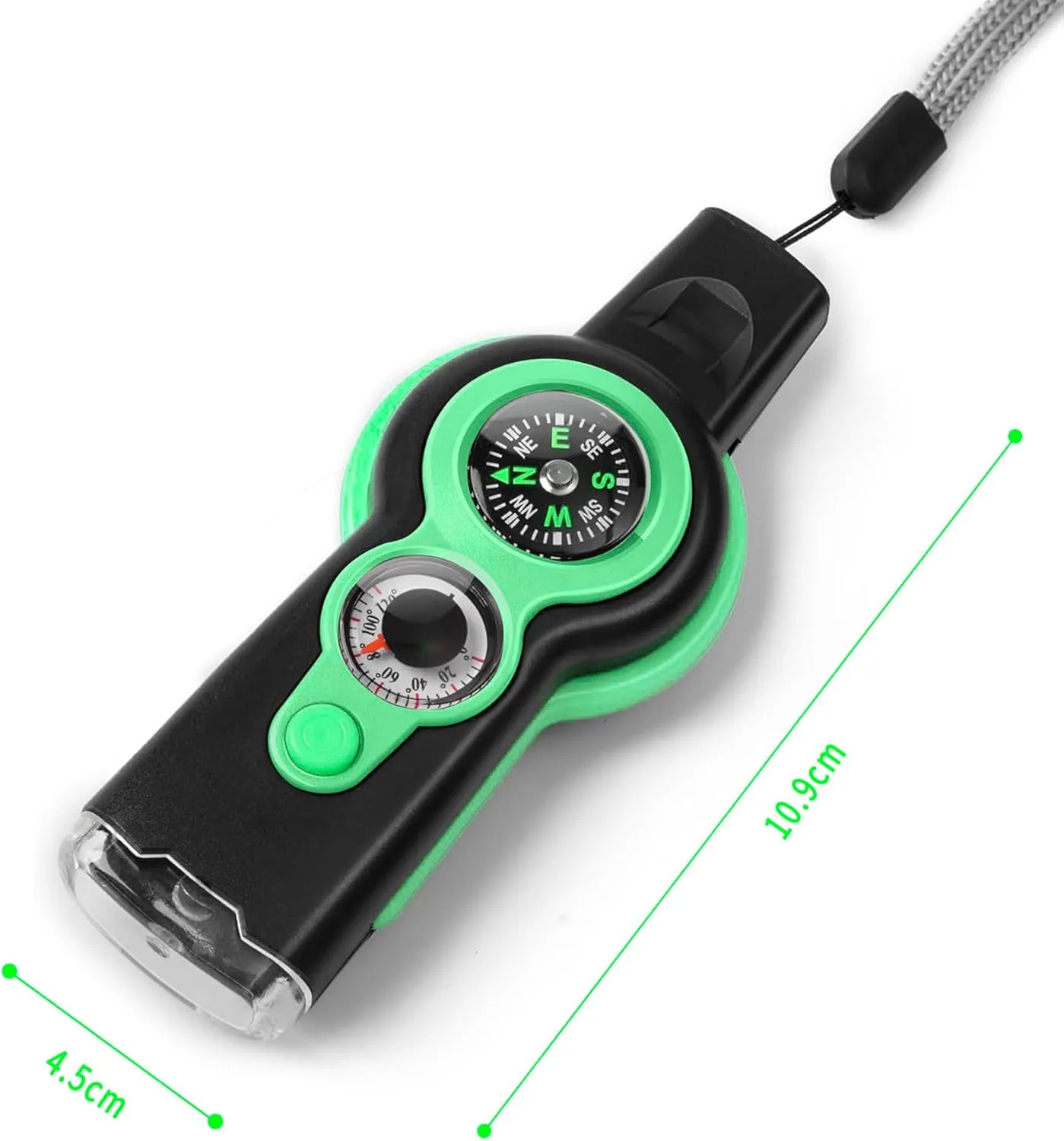 Emergency Survival Function Whistle, Outdoor Multifunctional Tool Safety Whistle with Lanyard, Ideal for Kayaking, Boating, Hiking, Camping, Climbing, Hunting, Fishing