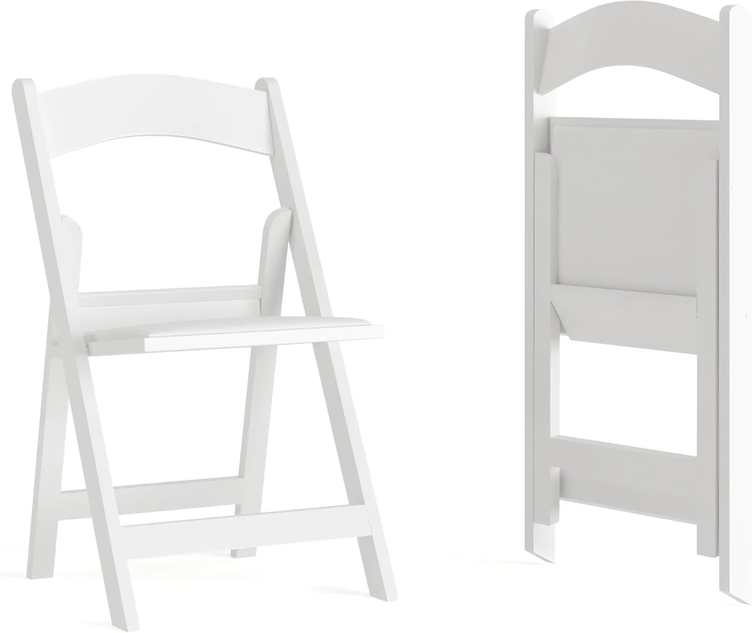 EMMA   OLIVER Folding Chair - White Resin – 2 Pack 800LB Weight Capacity Comfortable Event Chair - Light Weight Folding Chair