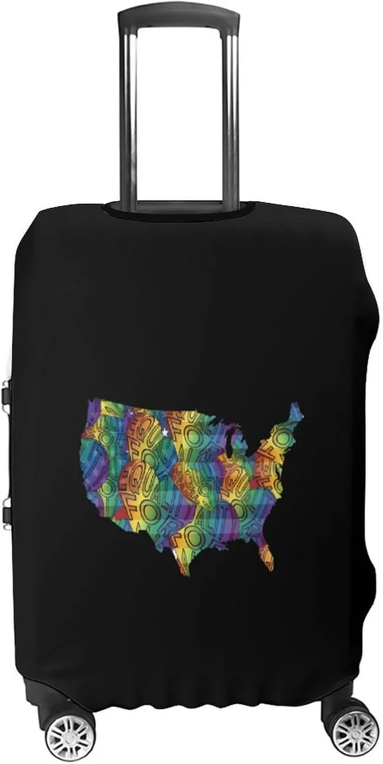 Equality for All U.S.A Map Flag Luggage Protector Suitcase Cover Anti-Scratch Washable Fit 18-32 Inch Travel Luggage