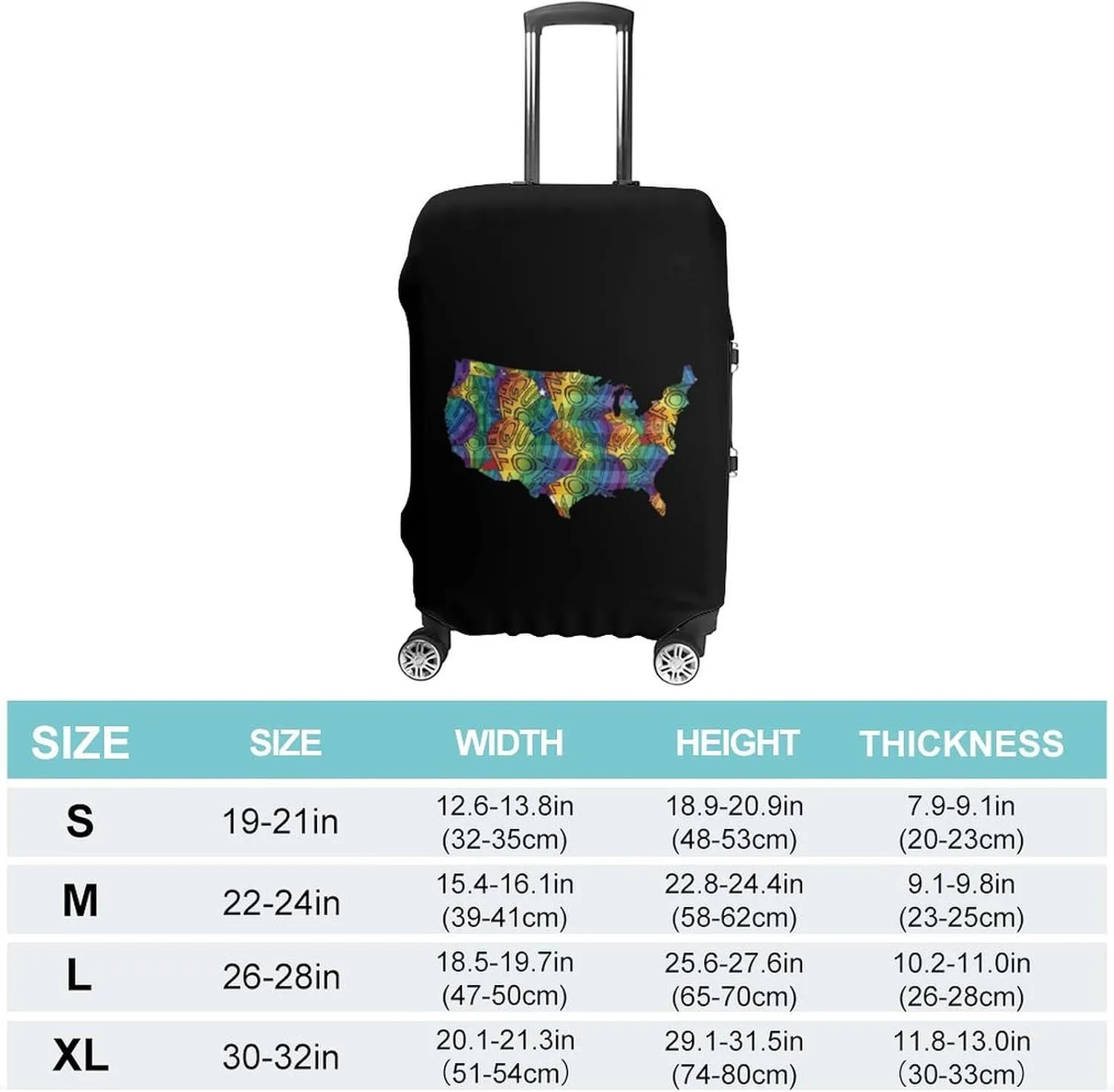 Equality for All U.S.A Map Flag Luggage Protector Suitcase Cover Anti-Scratch Washable Fit 18-32 Inch Travel Luggage