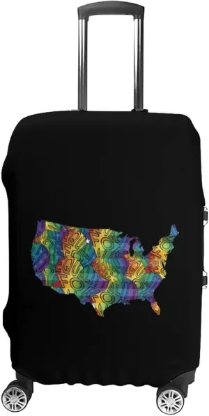 Equality for All U.S.A Map Flag Luggage Protector Suitcase Cover Anti-Scratch Washable Fit 18-32 Inch Travel Luggage