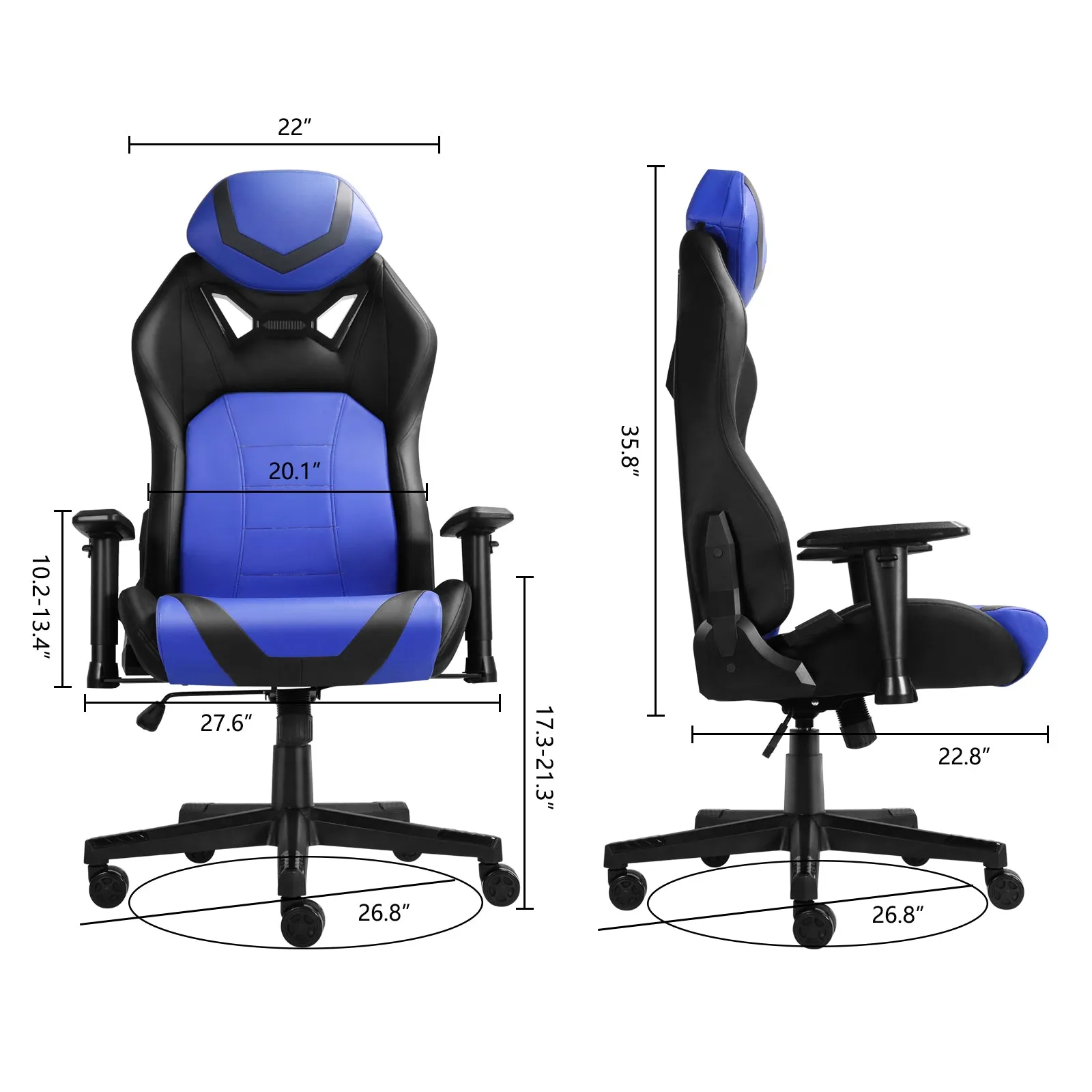 Ergonomic Gaming Chairs for Adults with High-Density Memory Foam | Swivel Comfortable Office Chair, Big and Tall Video Game Chair, High Back Computer Chair for Home, Office