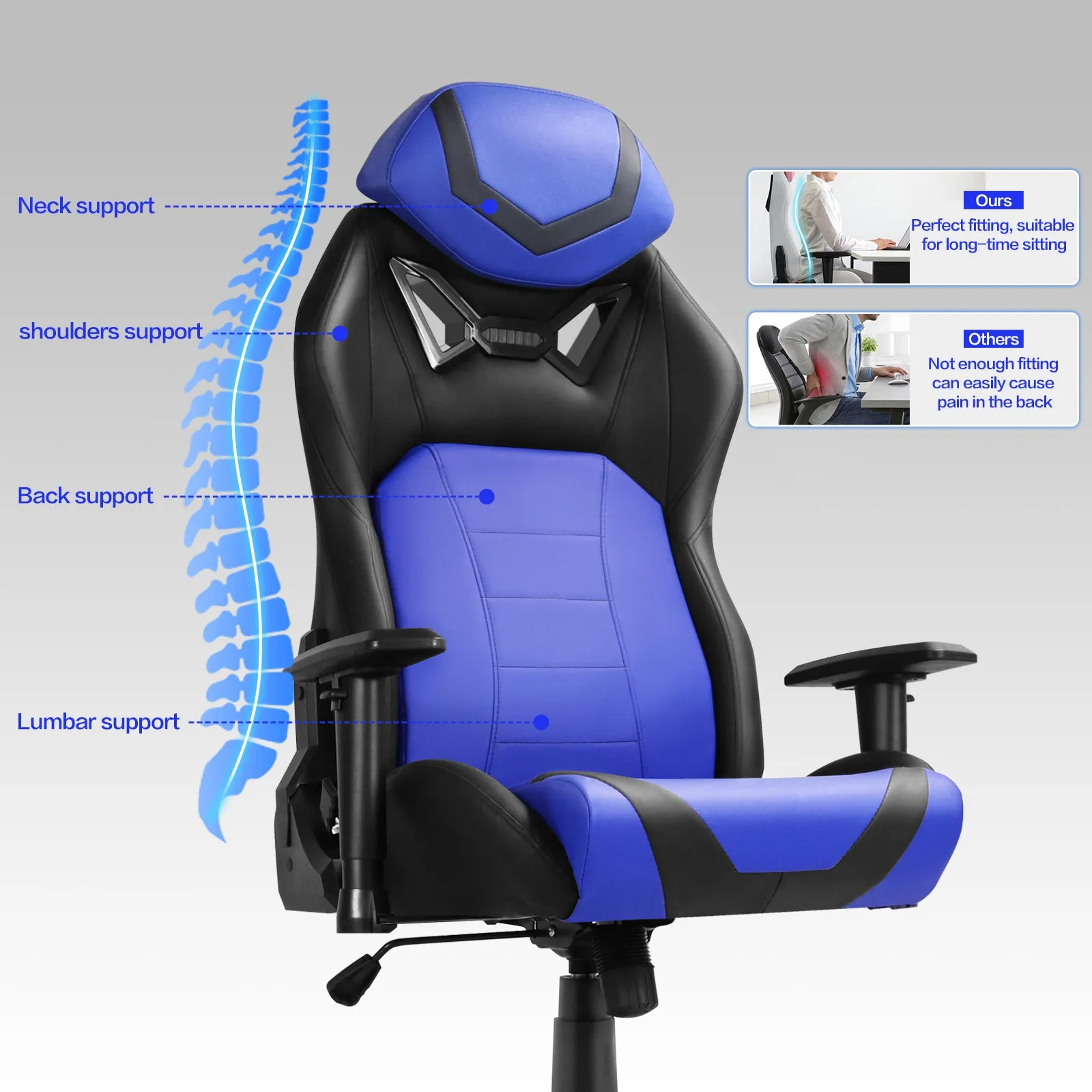 Ergonomic Gaming Chairs for Adults with High-Density Memory Foam | Swivel Comfortable Office Chair, Big and Tall Video Game Chair, High Back Computer Chair for Home, Office
